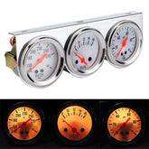 2'' 52mm Mechanical Chrome Triple Gauge Set Water Temp Oil Pressure Volt Meter